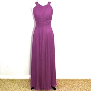 Max Mara 100% Silk Mulberry Purple Flowing Maxi Dress Gown Size 6